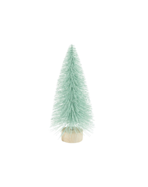 Pale Glittered Bristle Tree On Wood Base