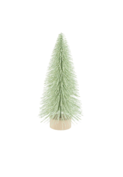 Pale Glittered Bristle Tree On Wood Base