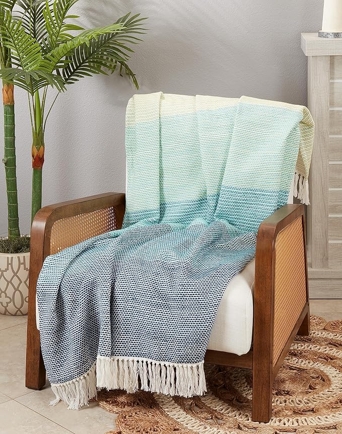 Color Block Blue Throw