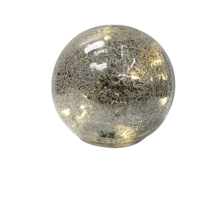 Crackle Glass Sphere Antique Silver Finish LED Light