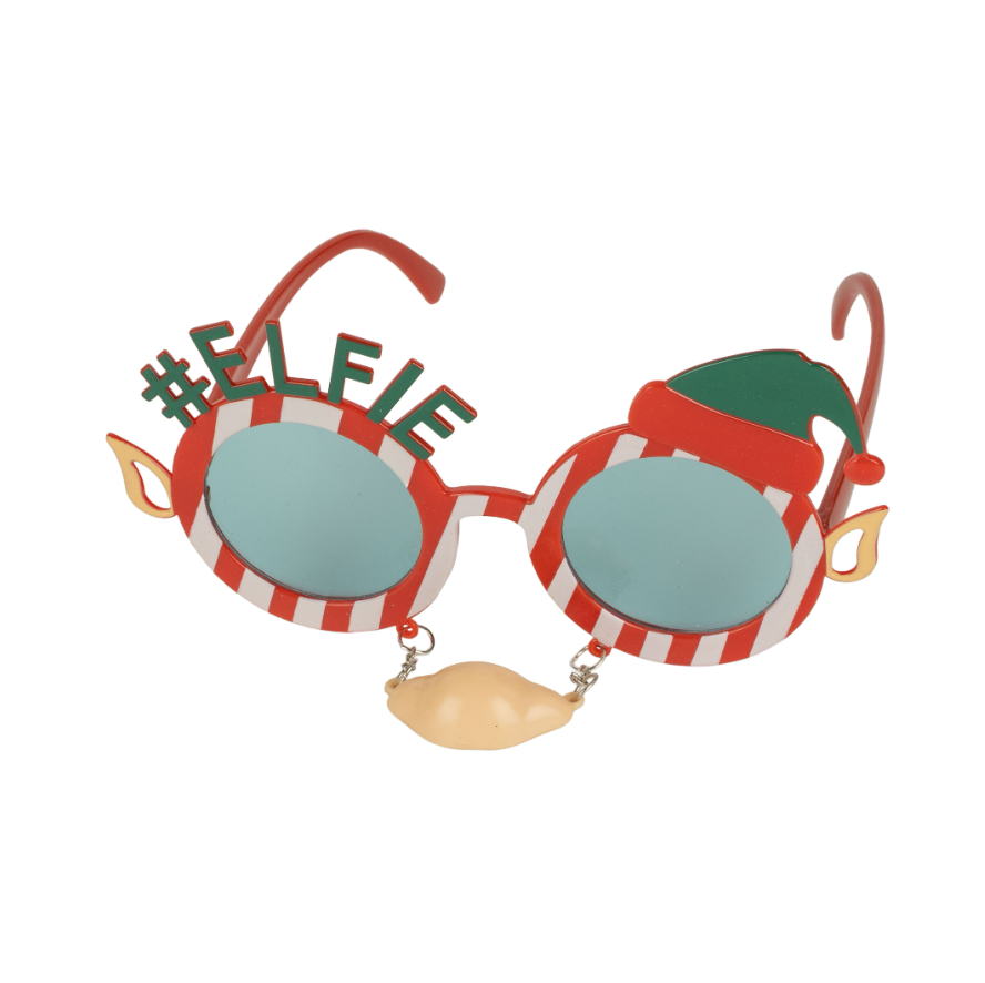 Novelty Glasses With Antiers Holly and Red Nose