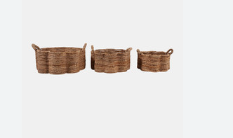 S/3 16/20/24"Flower Shape Baskets Natural