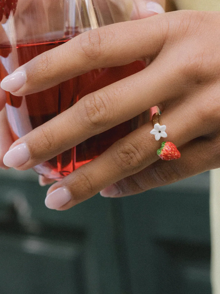 Strawberry & Blossom Face to face Ring