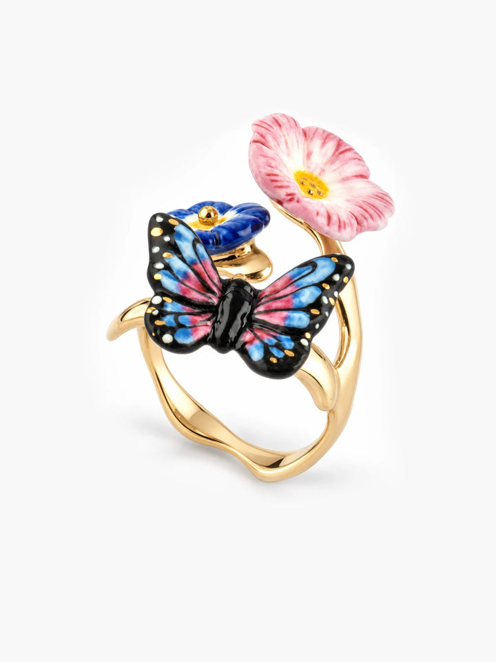 Blue Moth With Hibiscus Ring