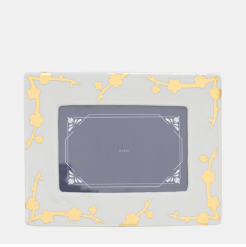 Cer, 4x6 Cherry Blossom Photo Frame, Gold/white
