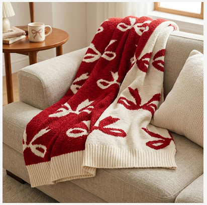 Reversible Bows Throw 50"X60" Oblong