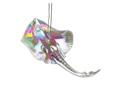 Iridescent acrylic stingray ornament, 4.75''