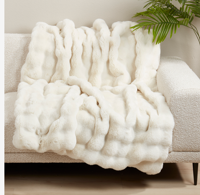 Bubble Faux Fur Throw 50"X60" Oblong