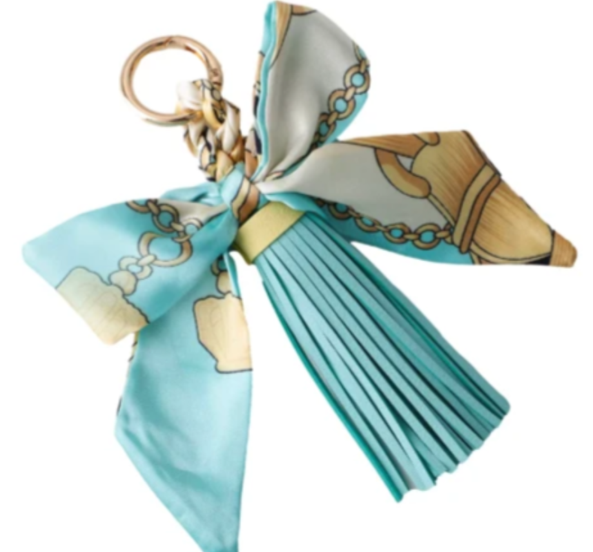 Faux Leather Tassel w/ Scarf Bag Charms