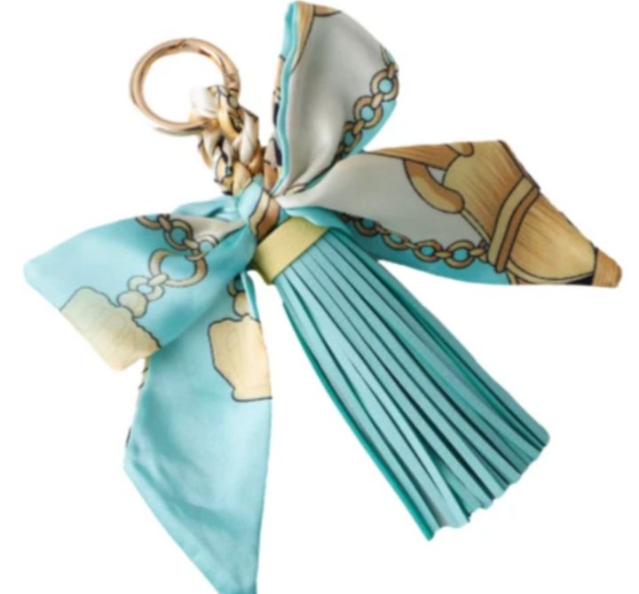 Faux Leather Tassel w/ Scarf Bag Charms