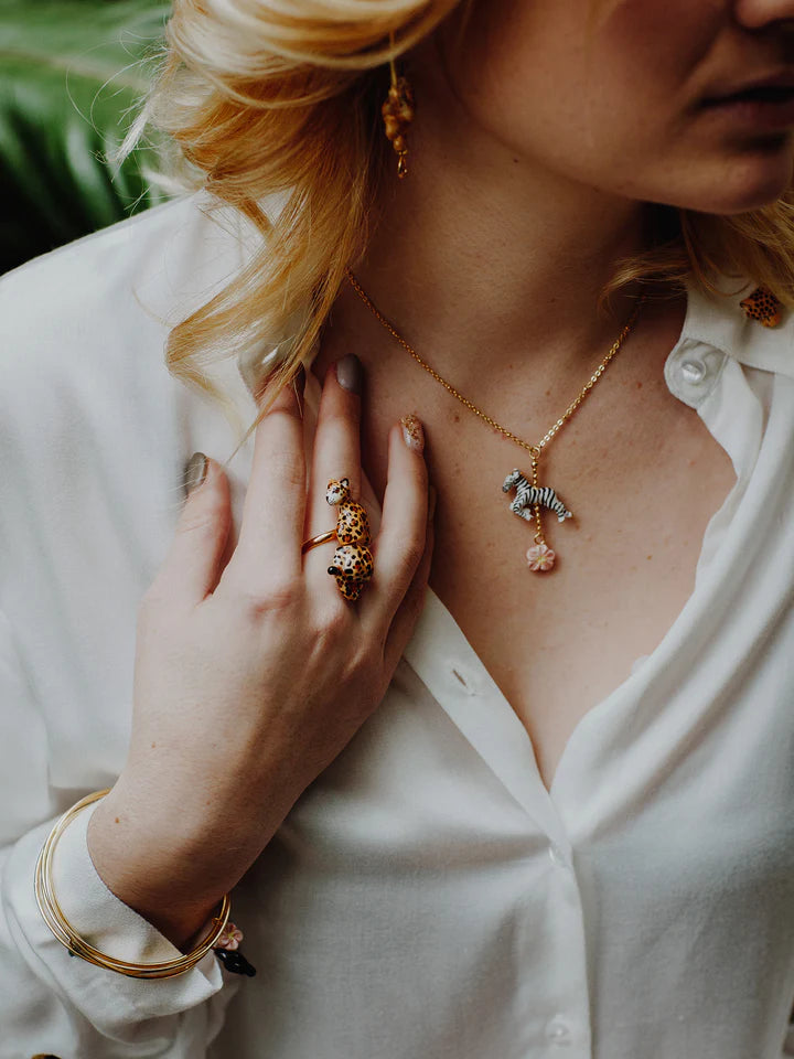 Zebra Carousel & Flower Necklace