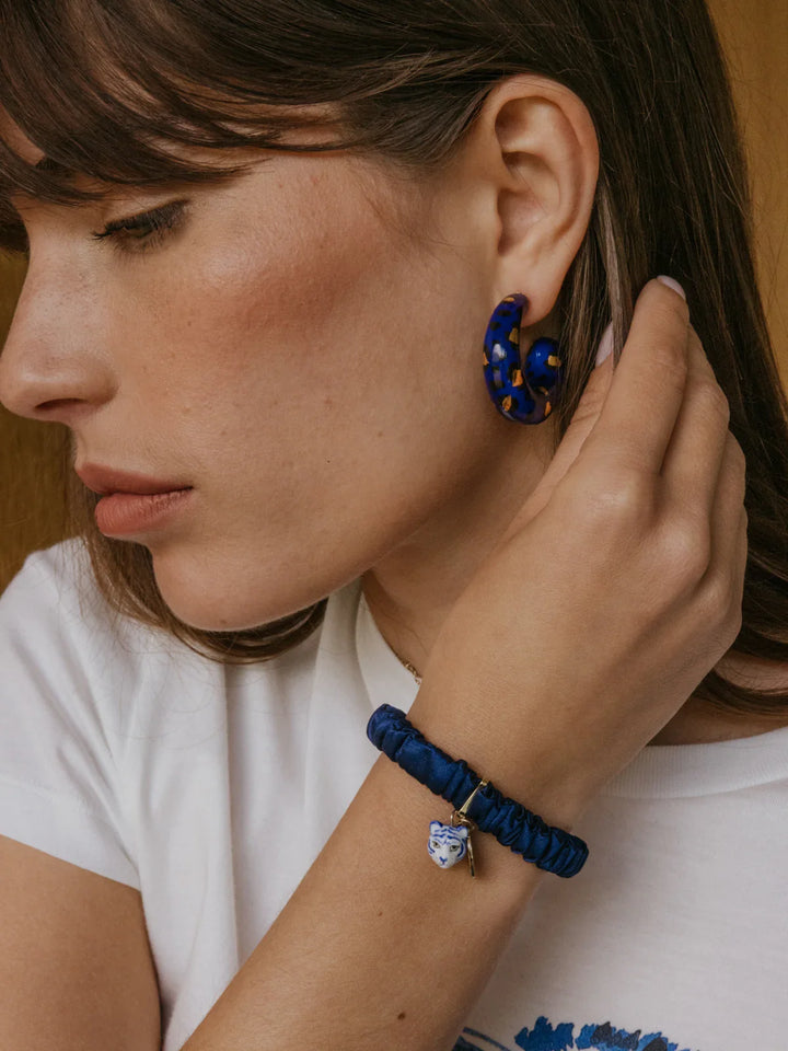 Blue Tiger Blue  Scrunchie Bracelet