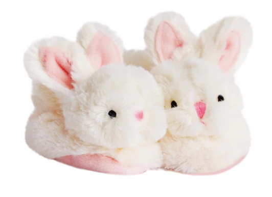 Doudou Classic Baby: Pink Bunny Booties with Rattle