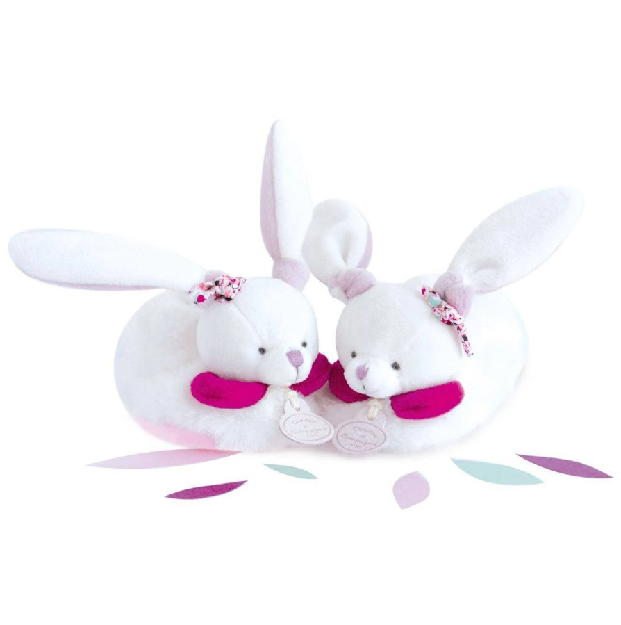 Doudou Cherry the Bunny Baby Booties with Rattle