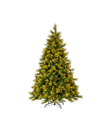 Emerald Mixed Fir Artificial Christmas Tree with Warm White LED Lights, 6.5', 7.5' and 9'