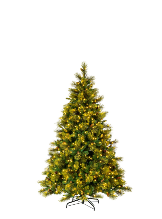 Emerald Mixed Fir Artificial Christmas Tree with Warm White LED Lights, 6.5', 7.5' and 9'