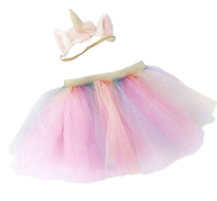 Rainbow Tutu & Unicorn Headband Set