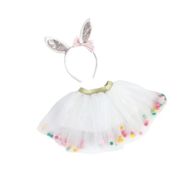 Pom Pom Tutu and Bunny Headband Set