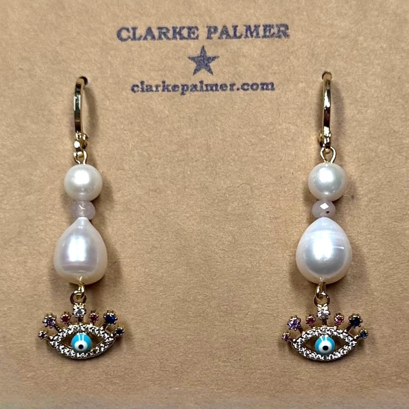 Rainbow EYE Drop Pearl Earrings | CPJ