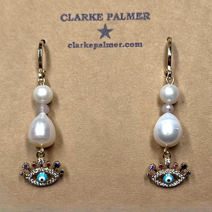 Rainbow EYE Drop Pearl Earrings | CPJ