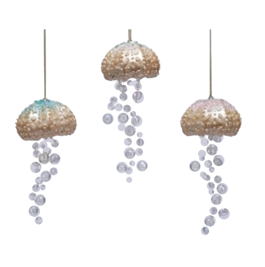 Painted resin jelly fish ornaments with iridescent legs 3 Asst'd