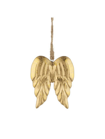 Gold Painted Wood Angel Wing Ornament