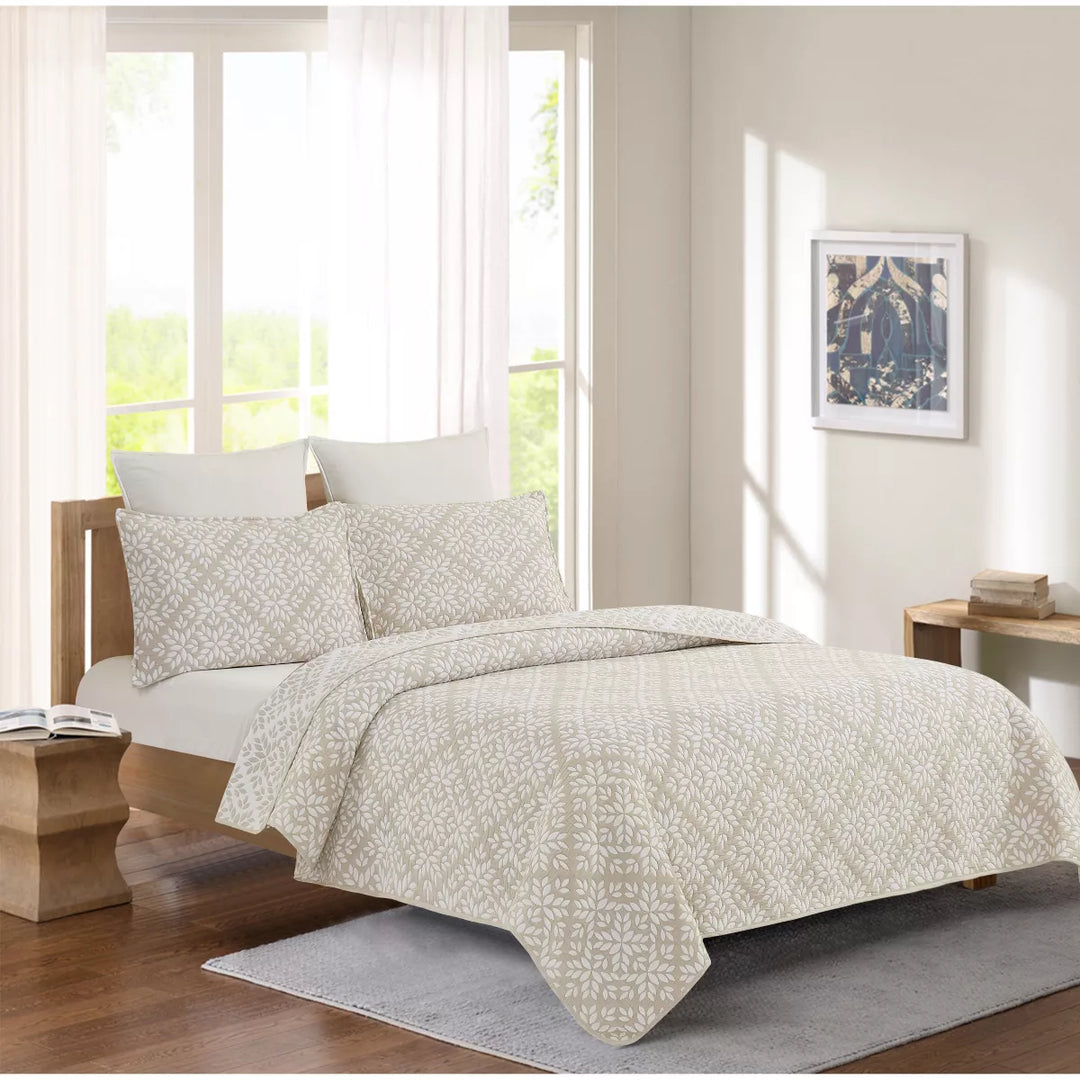 Leaves Jacquard Coverlet Set