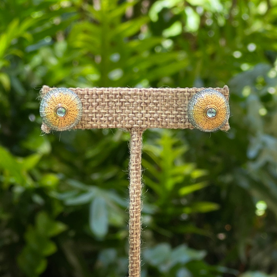 Studs Gold/Silver Sea Urchins with Diamonds and 14k