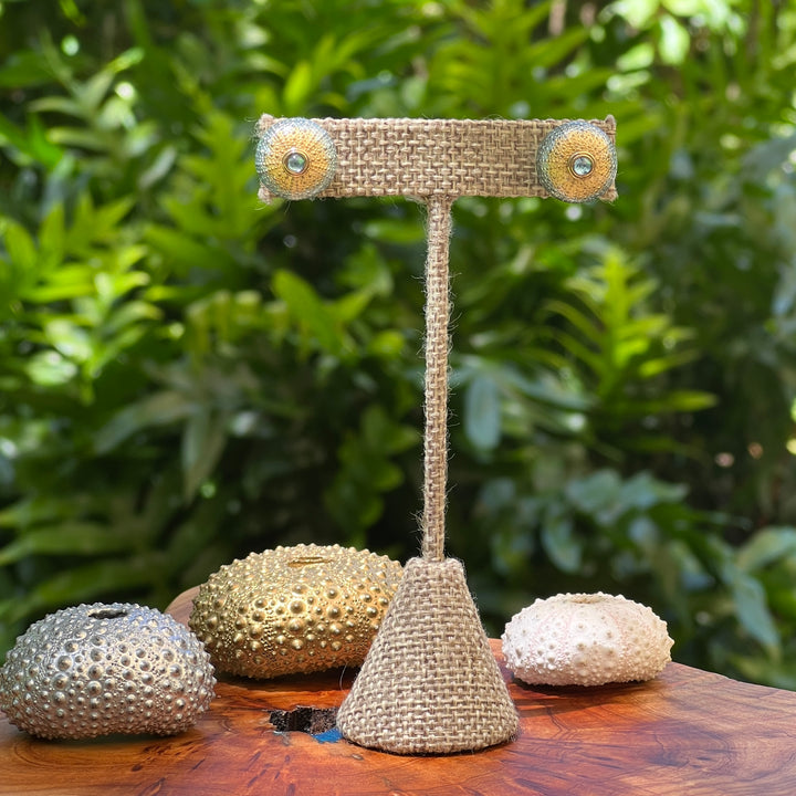 Studs Gold/Silver Sea Urchins with Diamonds and 14k