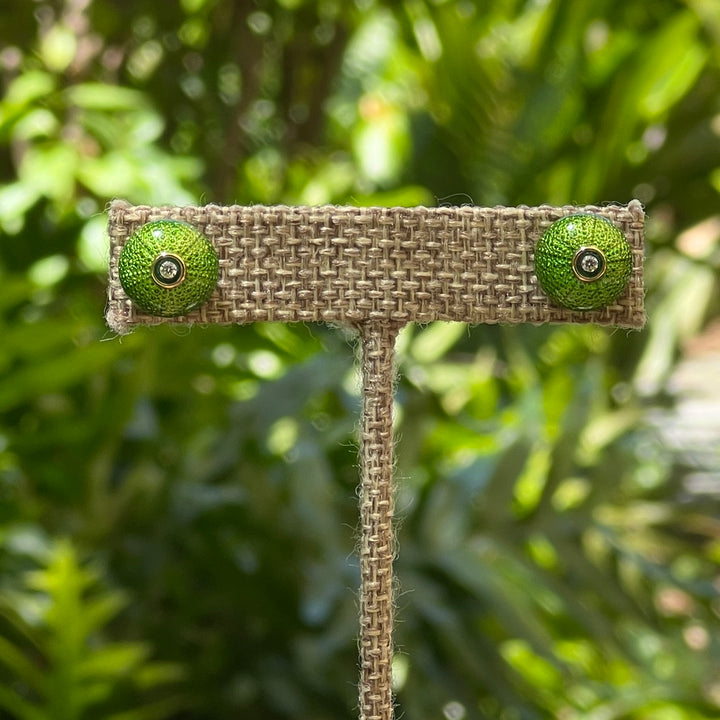 Studs Lime Green Sea Urchins with czs and G-F