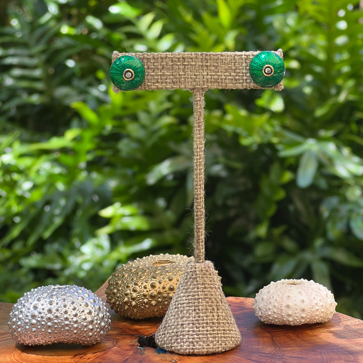Studs Green Sea Urchins with czs and G-F