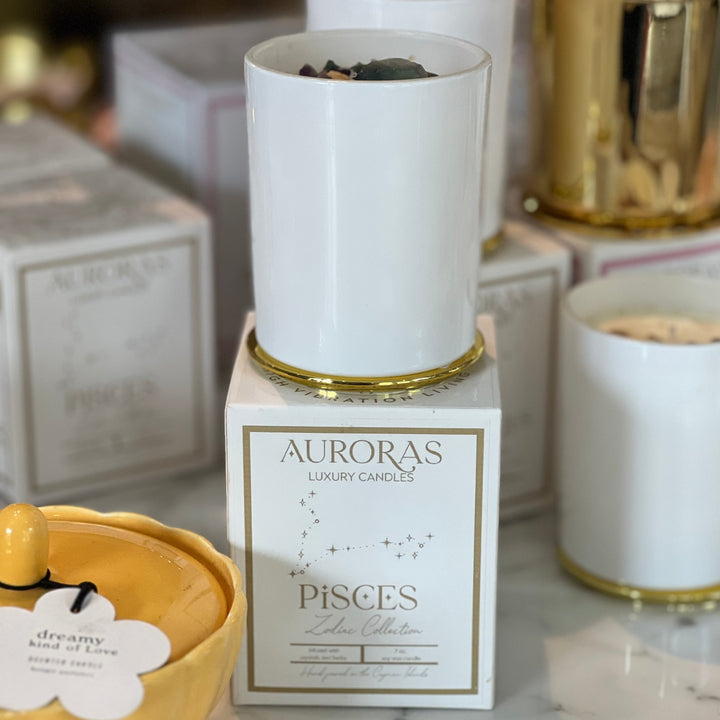 Auroras Zodiac Candle White 7oz