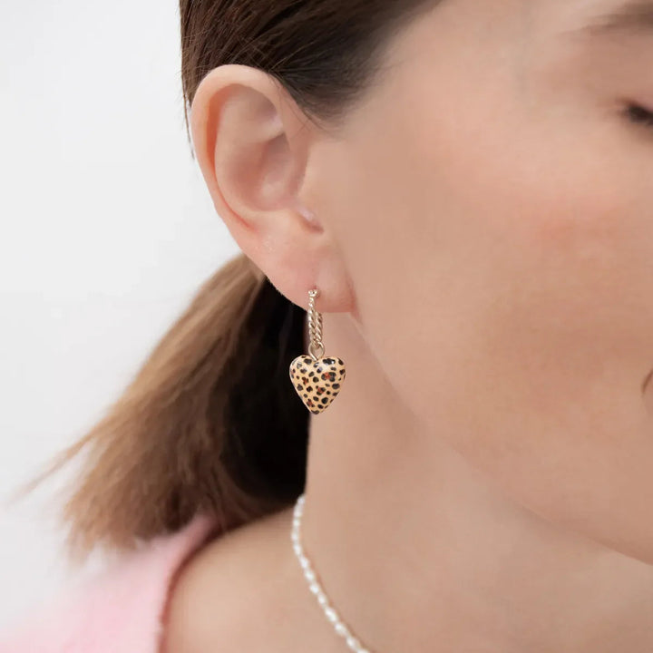 Leopard-Print Heart Mini Earring