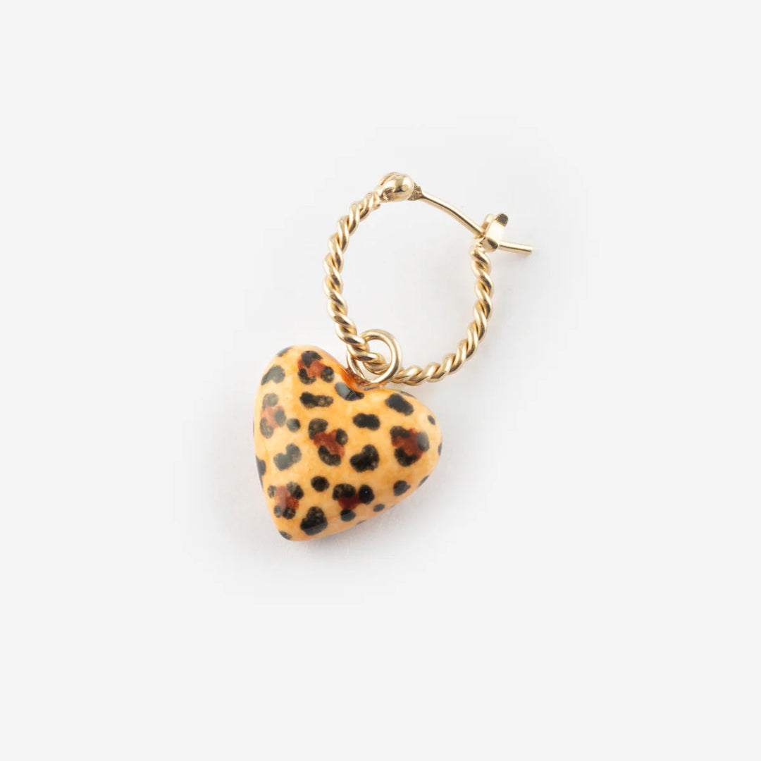 Leopard-Print Heart Mini Earring