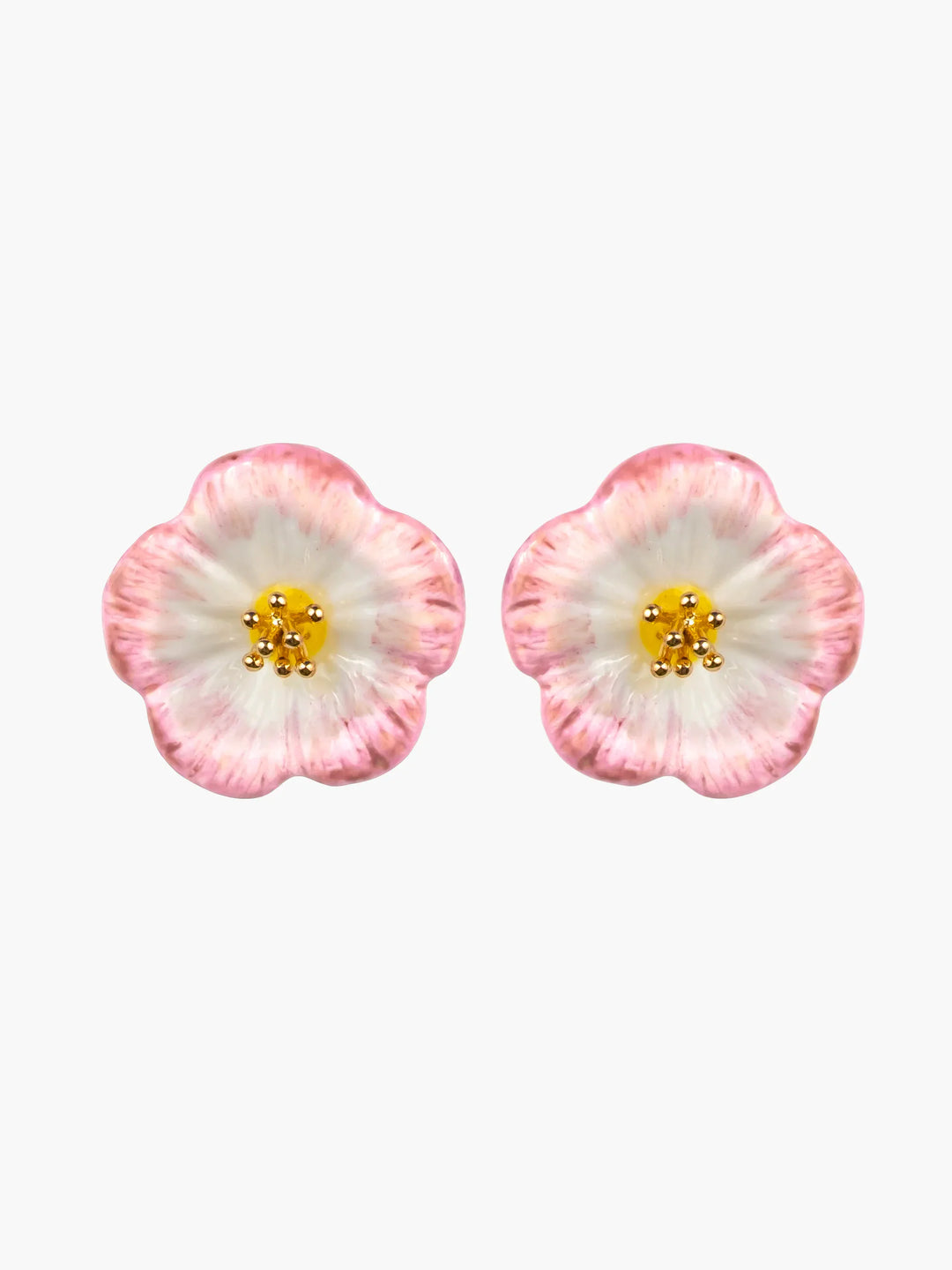 Pink Hibisus With Stud Earrings
