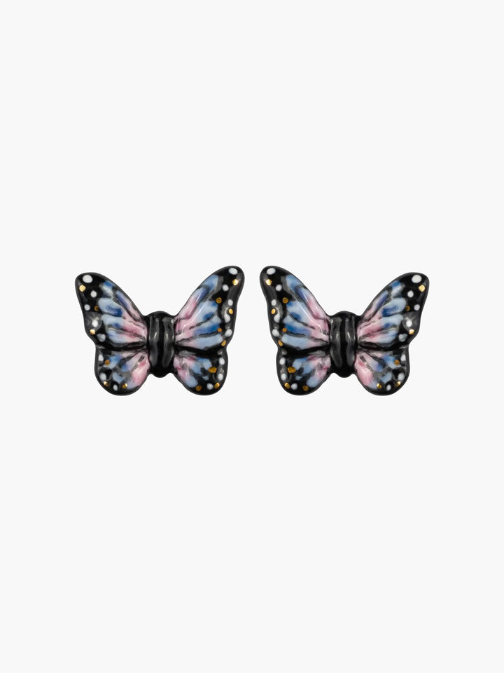Blue Moth Stud Earrings