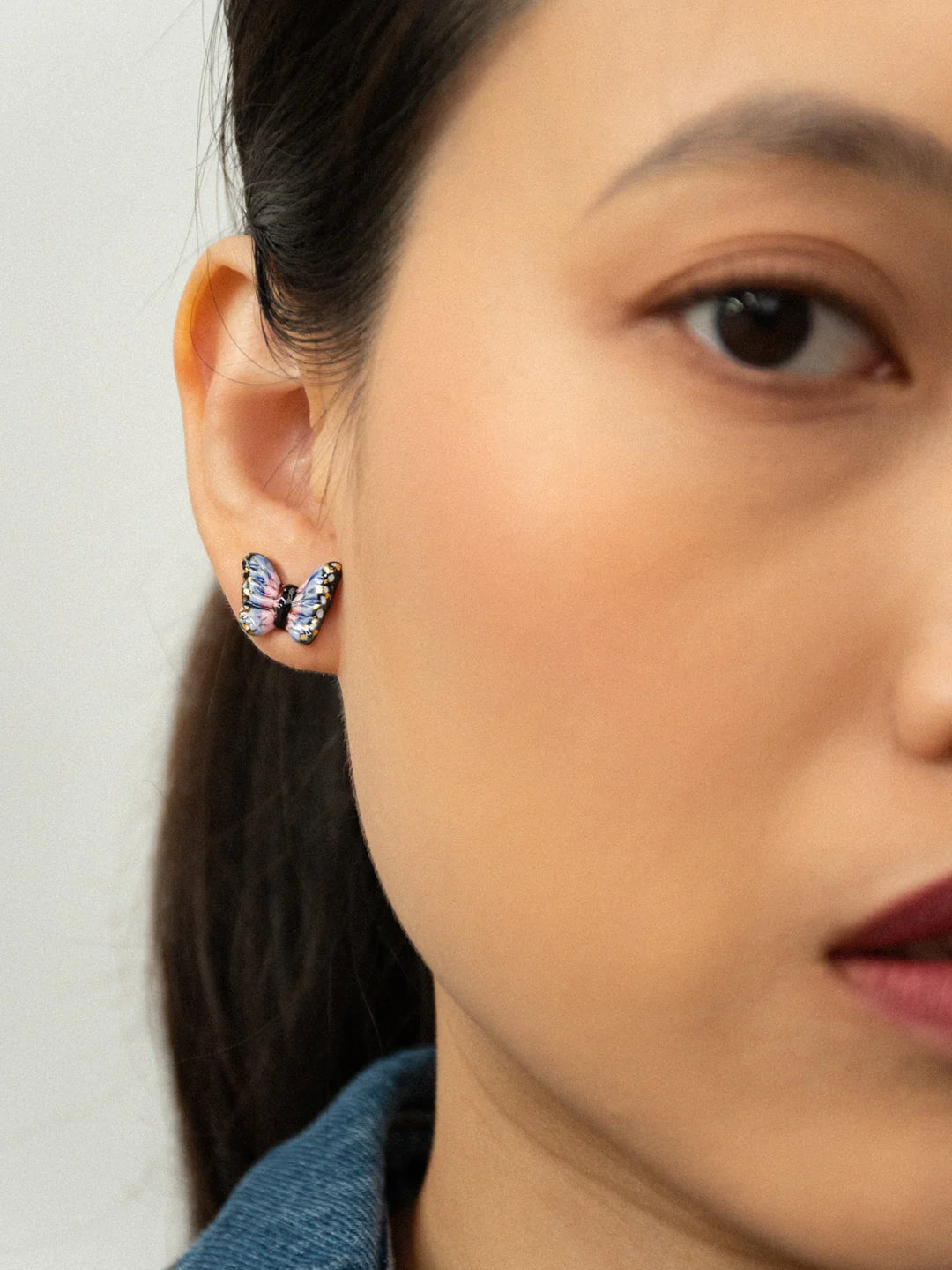 Blue Moth Stud Earrings