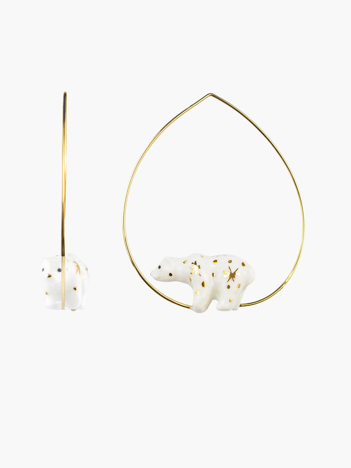White Bear Hoop Earrings
