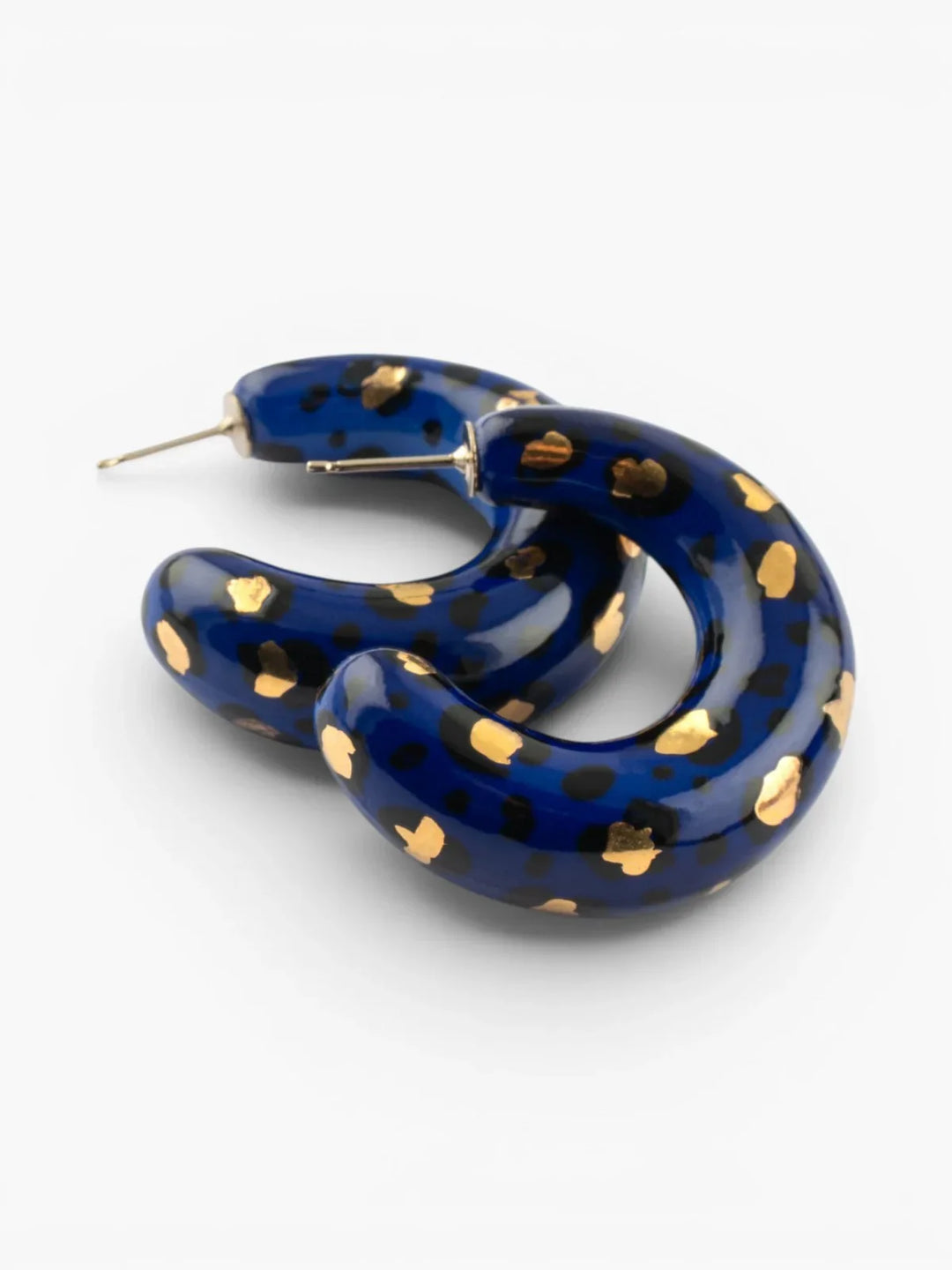 Blue Leopard Stripe Chunky Earrings