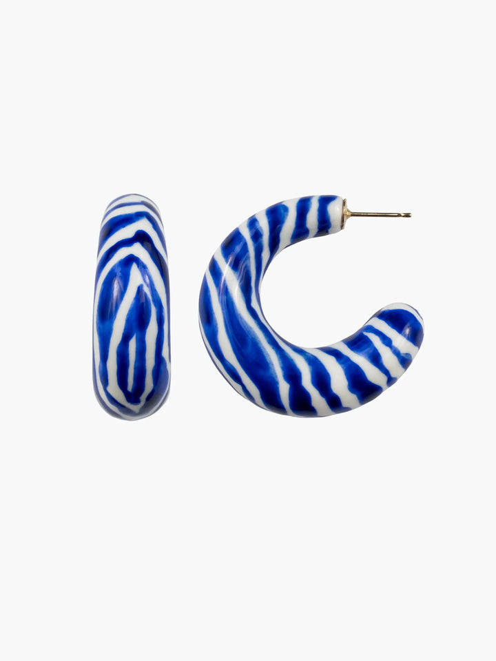Blue Zebra Stripe Chunky Earrings