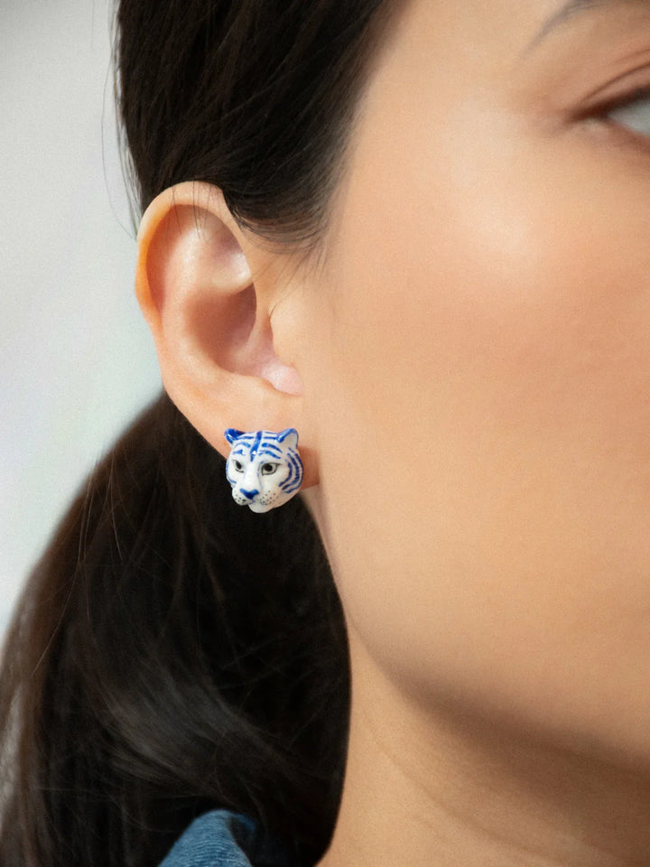 Blue Tiger Stud Earrings