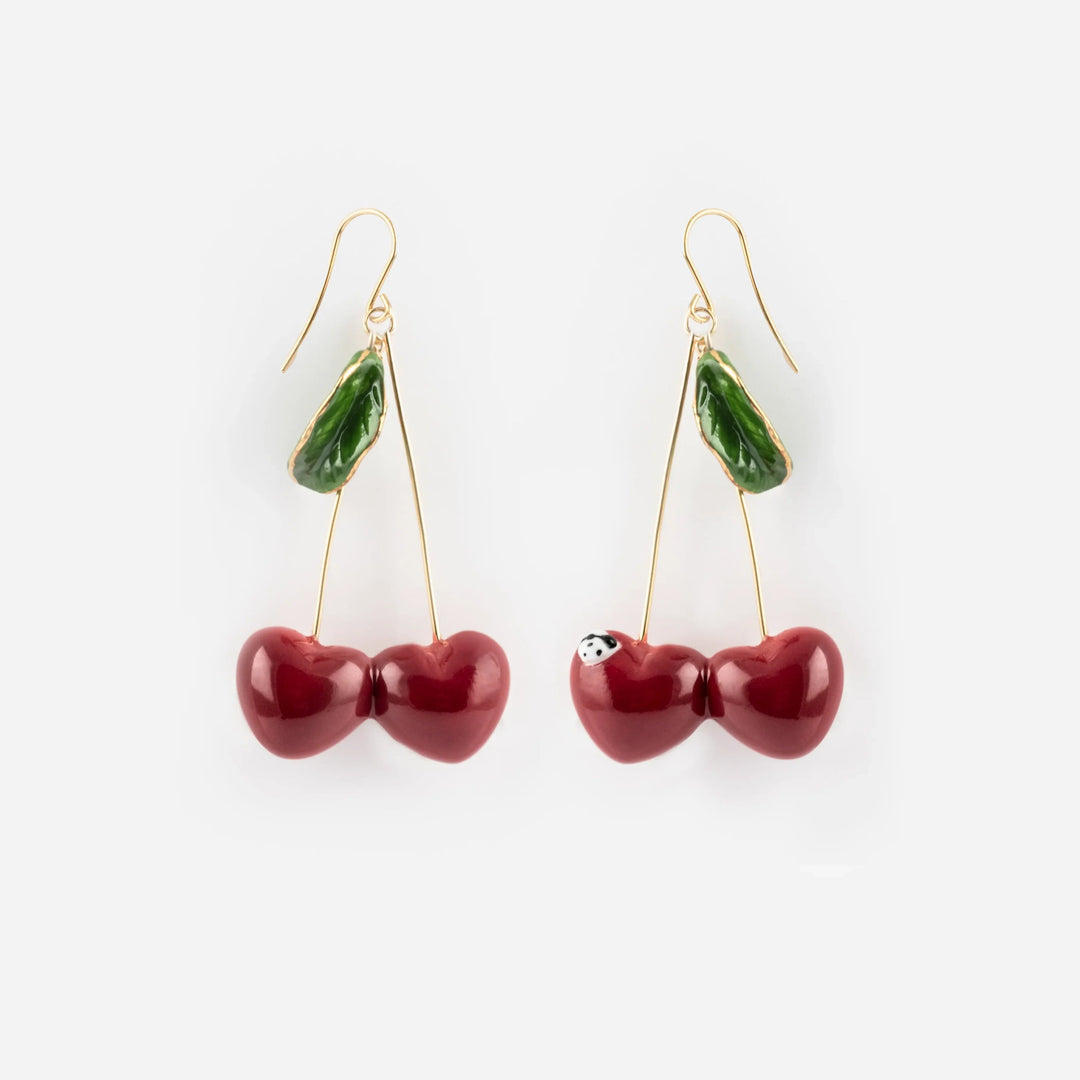 Earrings Long Pendant Cherry - Cherry Cherie