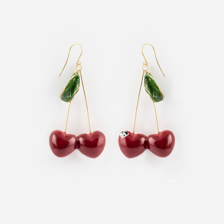 Earrings Long Pendant Cherry - Cherry Cherie