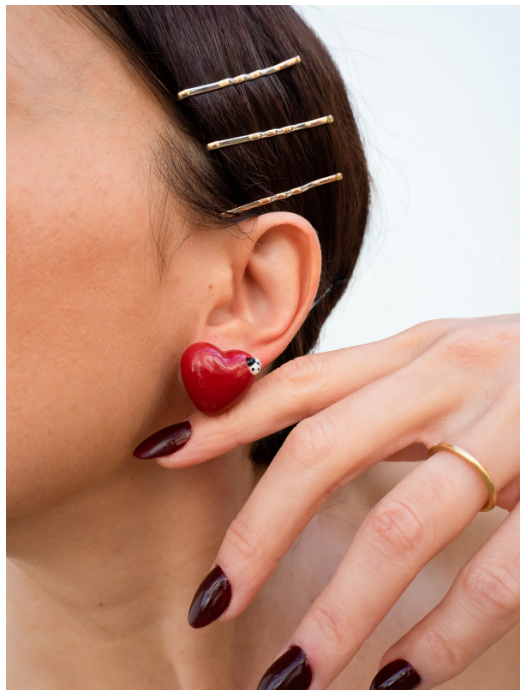 Earrings Heart Stud - Cherry Cherie