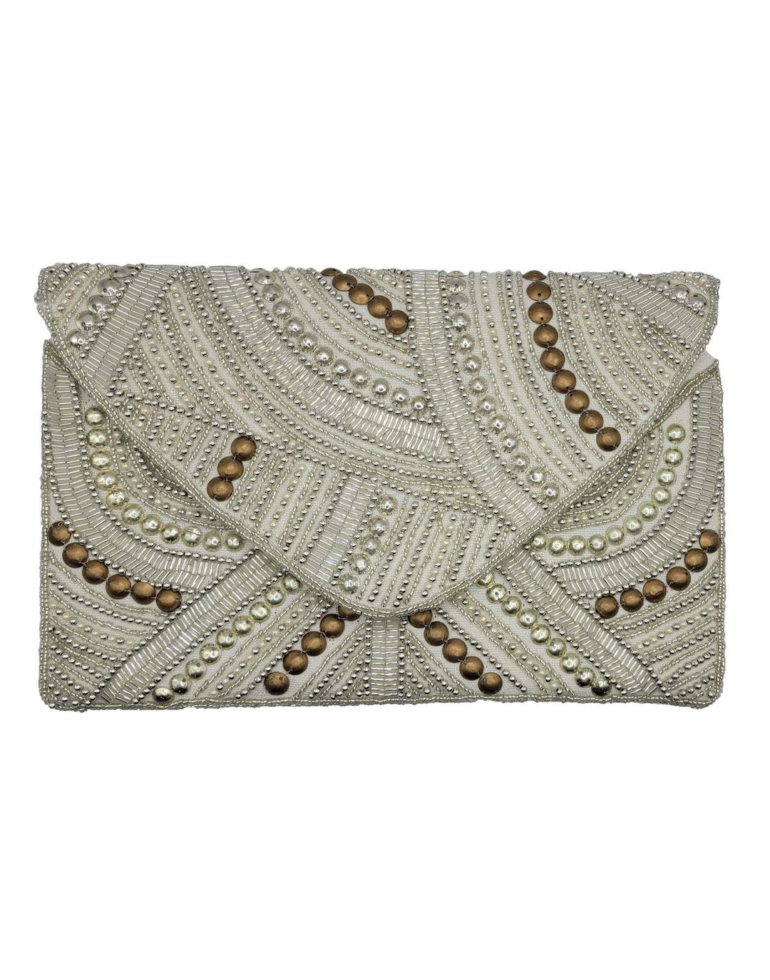 Cream Studded Clutch