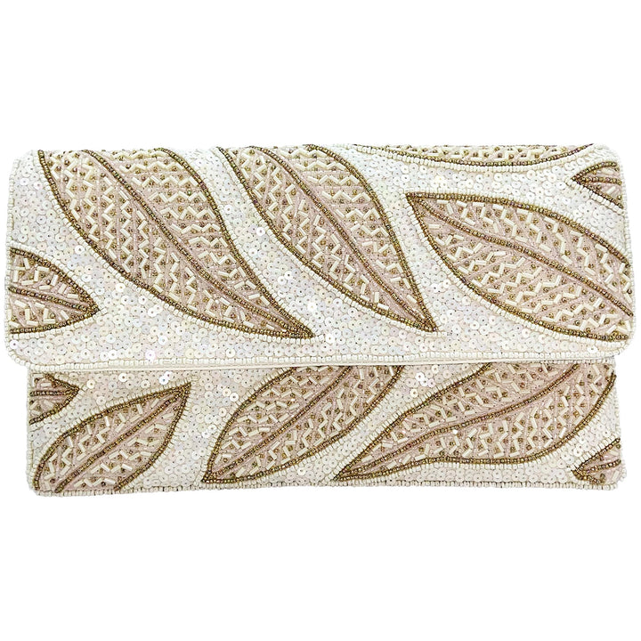 Beaded Sequins Leaves Clutch