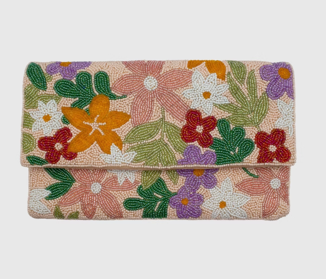 Floral Bouquet Beaded Clutch