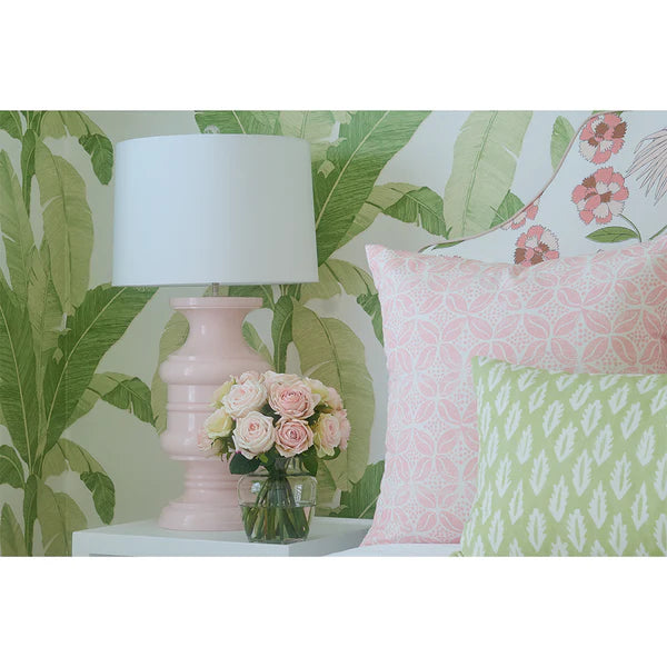 Floral Pink Roses In Glass Ginger Jar