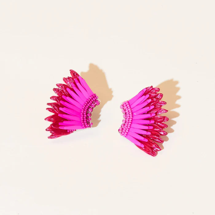 Mini Madeline Magenta Raffia Earrings