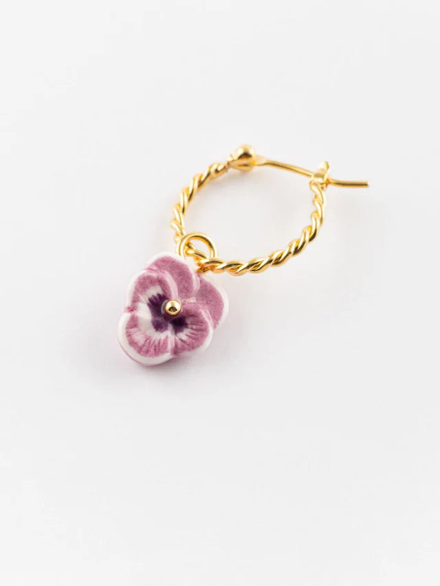 Figs And Flowers Pansy On A Ring Earrings